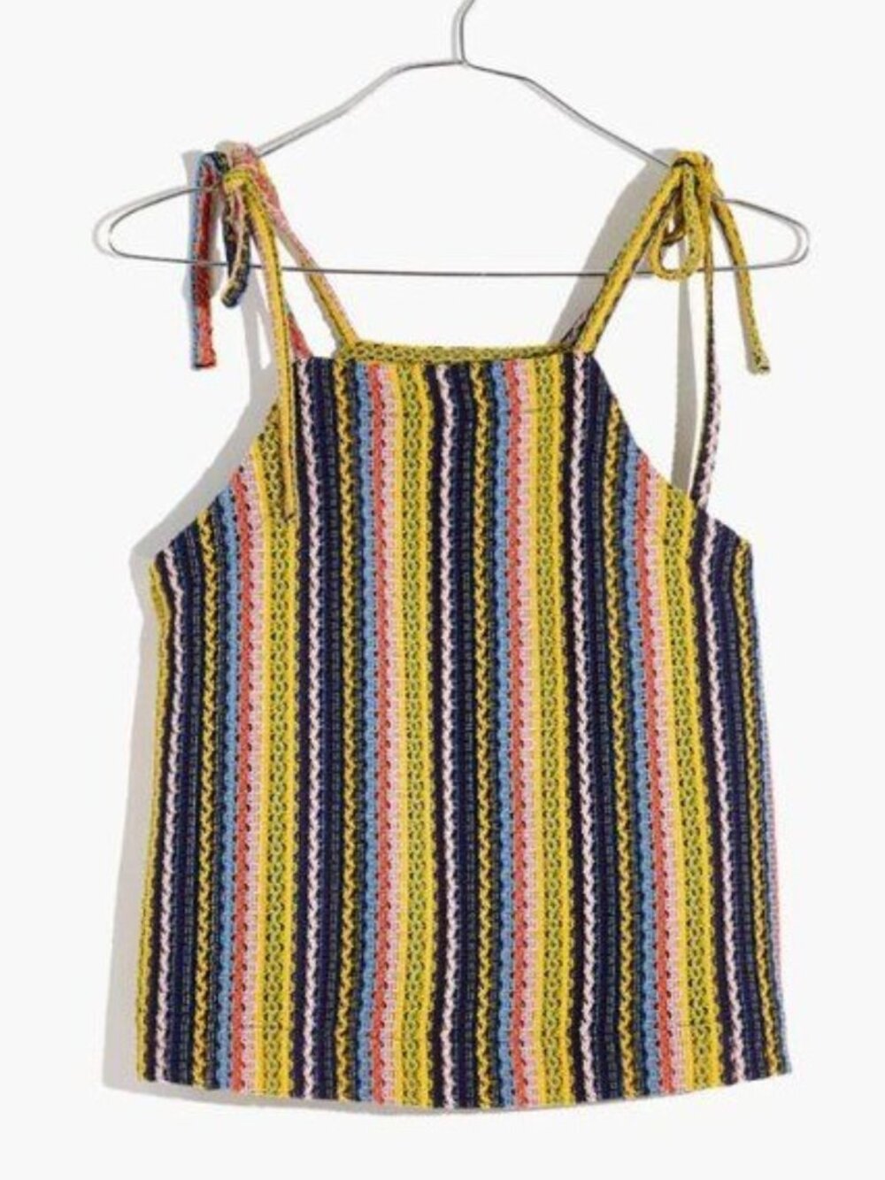 Madewell Multicolor Striped Crochet Tie-Shoulder Tank Top